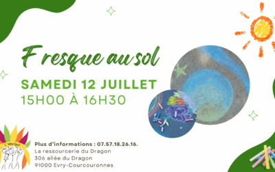 Atelier fresque au sol à la Ressourcerie du dragon – Evry-Courcouronnes