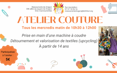 Atelier couture à la Ressourcerie du Dragon – Evry-Courcouronnes