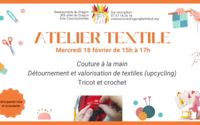 Atelier couture à la main, tricot et crochet à la Ressourcerie du Dragon – Evry-Courcouronnes