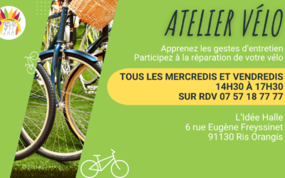 Atelier co-réparation vélo à L&rsquo;Idée Halle – Ris Orangis