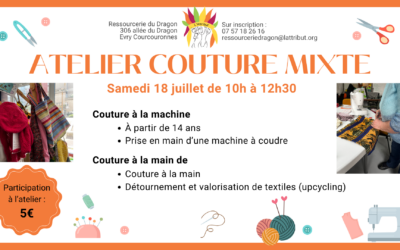 Atelier couture mixte à la Ressourcerie du Dragon – Evry-Courcouronnes