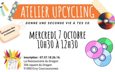 Atelier upcycling CD à la ressourcerie du Dragon – Evry Courcouronnes